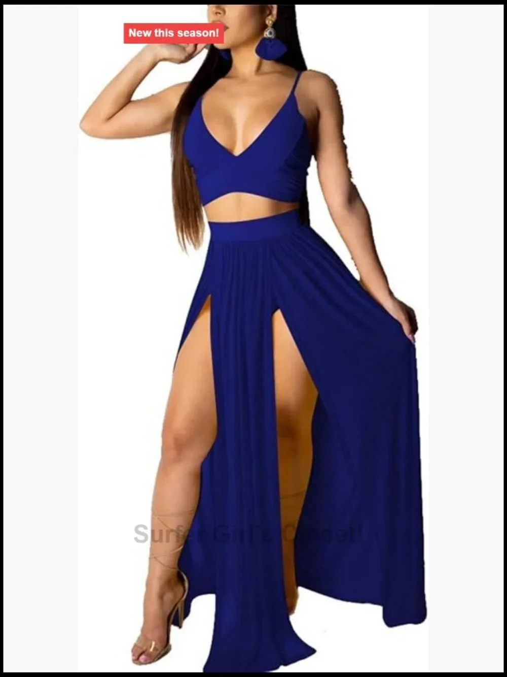 Women's 2 Piece Chiffon Crop Top & Maxi Beach Party Dress Set